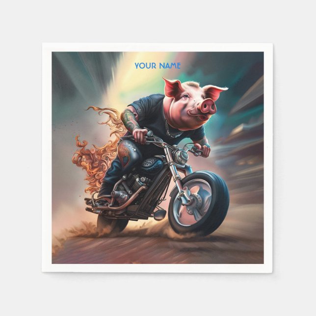 Fantasy Cute Pig Riding Bike Napkin (Front)