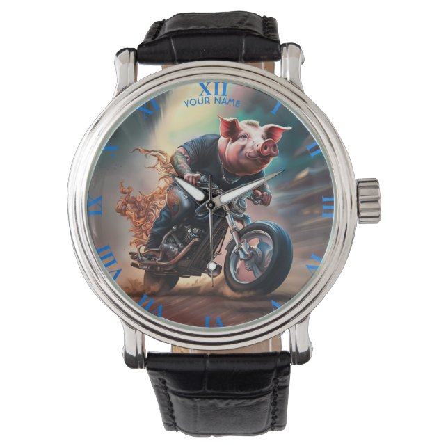 Fantasy Cute Pig Riding Bike Watch (Front)