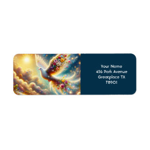 Fantasy Cute Pigeon Space Flowers Return Address Label