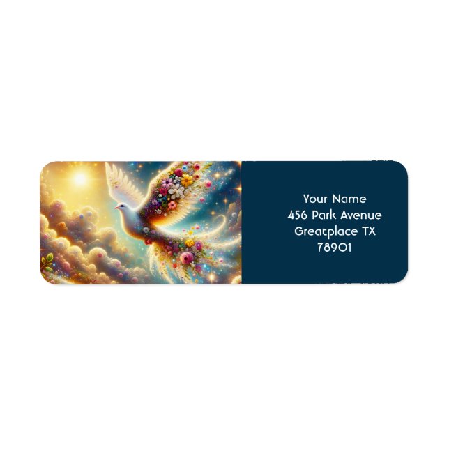 Fantasy Cute Pigeon Space Flowers Return Address Label (Front)