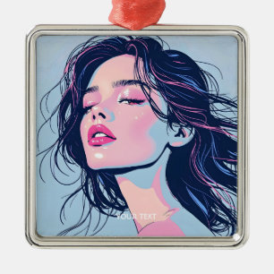 Fantasy Cute Pink Blue Girl Metal Ornament