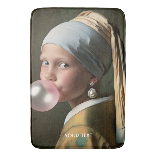 Fantasy Cute Pink Bubble Gum Bath Mat (Front Vertical)