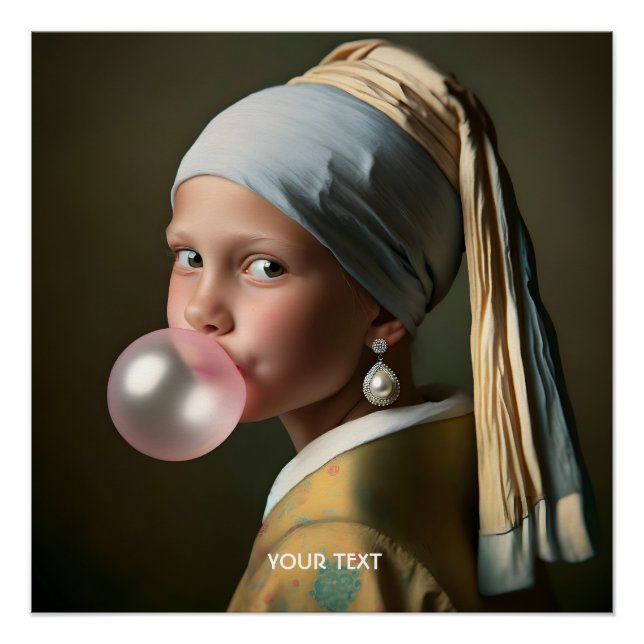 Fantasy Cute Pink Bubble Gum Poster (Front)