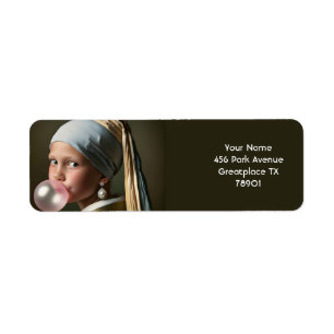Fantasy Cute Pink Bubble Gum  Return Address Label