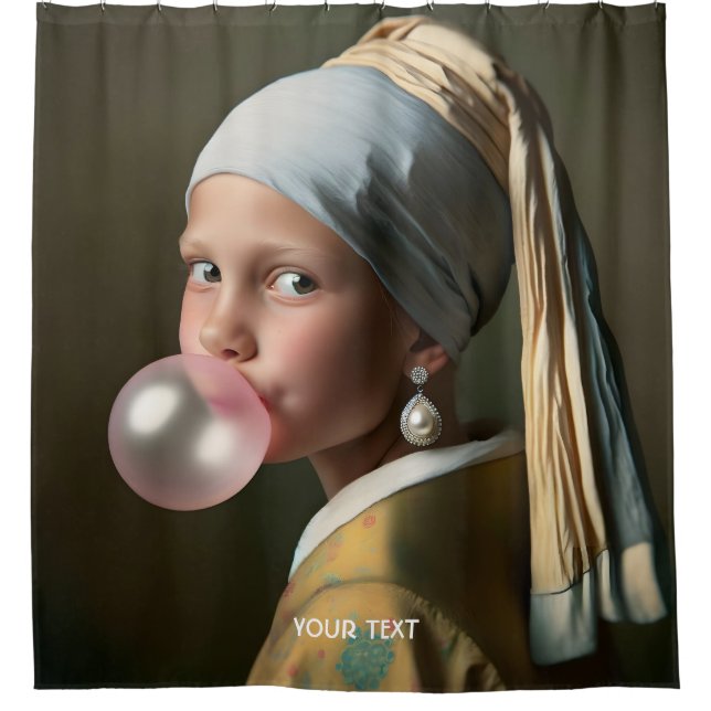 Fantasy Cute Pink Bubble Gum Shower Curtain (Front)