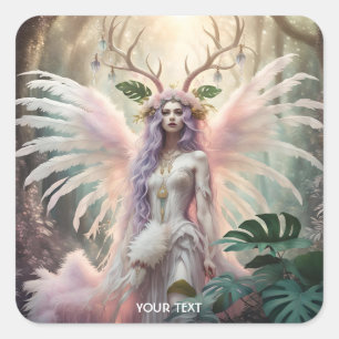 Fantasy Cute Pink Creature Forest Square Sticker
