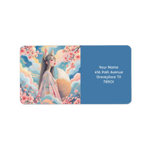 Fantasy Cute Pink Fox Lady Label