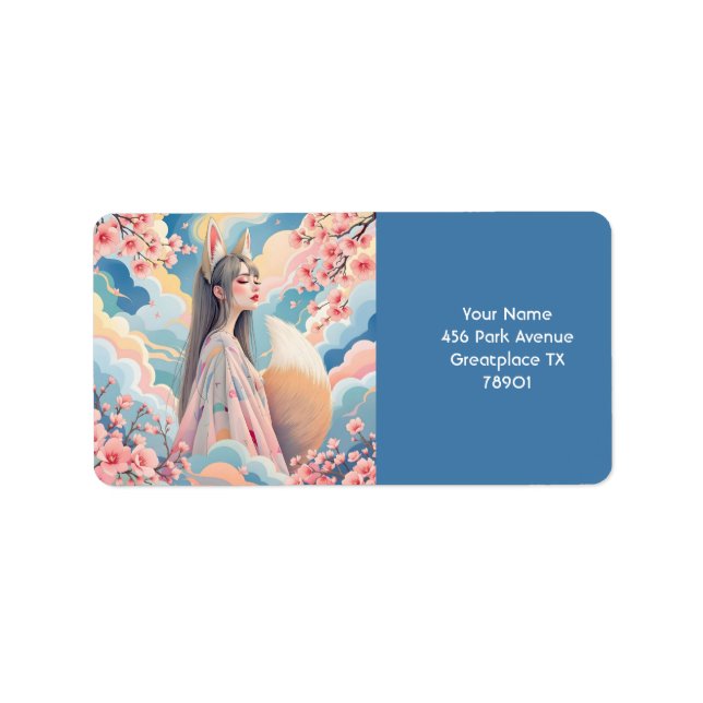 Fantasy Cute Pink Fox Lady Label (Front)
