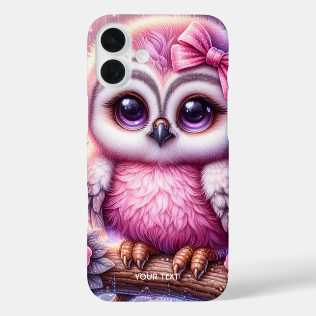 Fantasy Cute Pink Owl Sakura Case-Mate iPhone Case (Back)