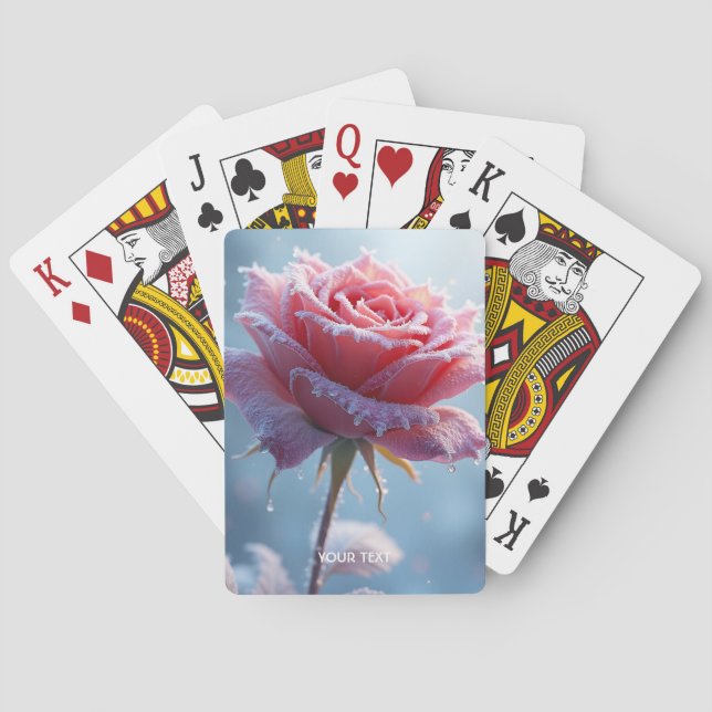Fantasy Cute Pink Rose Snow Playing Cards (Back)