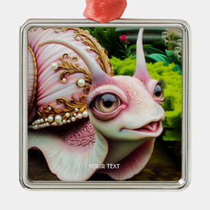 Fantasy Cute Pink Snail Pearls Metal Ornament