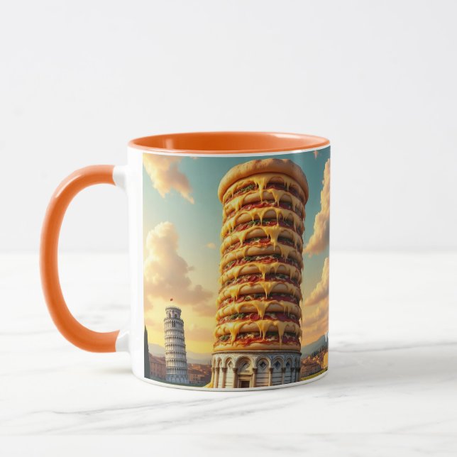 Fantasy Cute Pisa Tower Pizza Mug (Left)