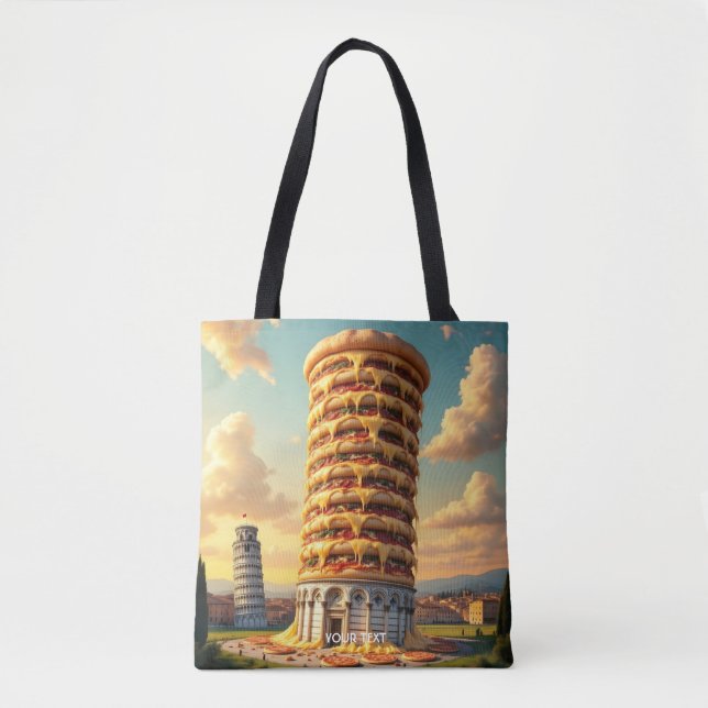 Fantasy Cute Pisa Tower Pizza Tote Bag (Front)