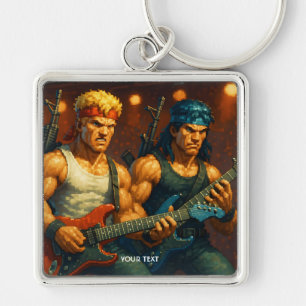 Fantasy Cute Pixelized Rock Band Key Ring