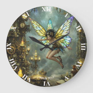 Fantasy Cute Pixie Butterfly Wings Large Clock