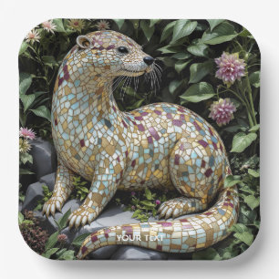 Fantasy Cute Playful Otter Sculpture Paper Plate