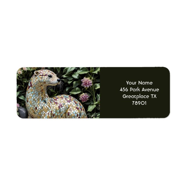 Fantasy Cute Playful Otter Sculpture Return Address Label (Front)