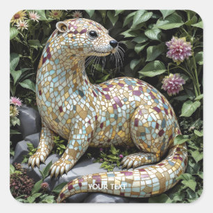 Fantasy Cute Playful Otter Sculpture Square Sticker