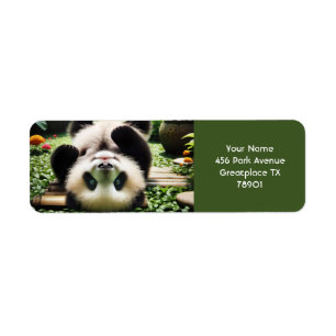 Fantasy Cute Playful Panda Baby Return Address Label