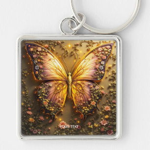 Fantasy Cute Plum Peach Butterfly Key Ring