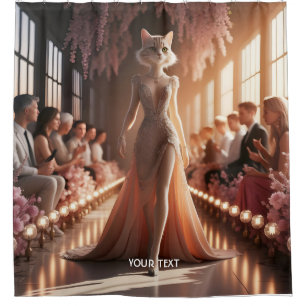 Fantasy Cute Podium Beautiful Cat Shower Curtain