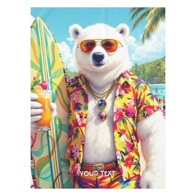 Fantasy Cute Polar Bear Beach Tablecloth (Front)