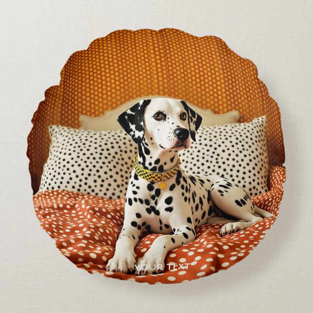 Fantasy Cute Polka Dog Dot Round Cushion (Front)