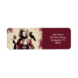 Fantasy Cute Porcelain Mask Raven Return Address Label