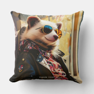 Fantasy Cute Possum Leather Jacket Cushion