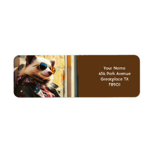 Fantasy Cute Possum Leather Jacket Return Address Label