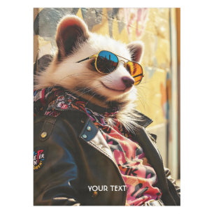 Fantasy Cute Possum Leather Jacket Tablecloth