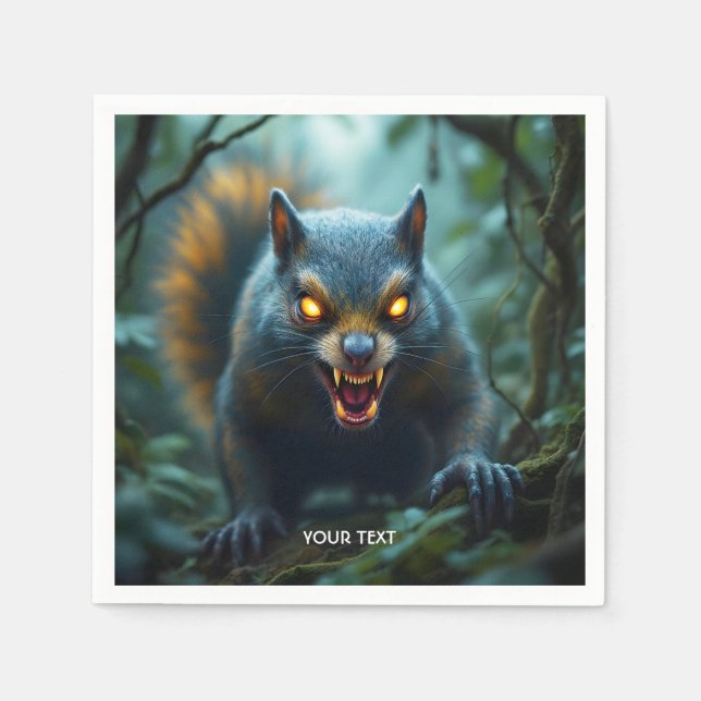 Fantasy Cute Prehistoric Angry Squirrel Napkin (Front)