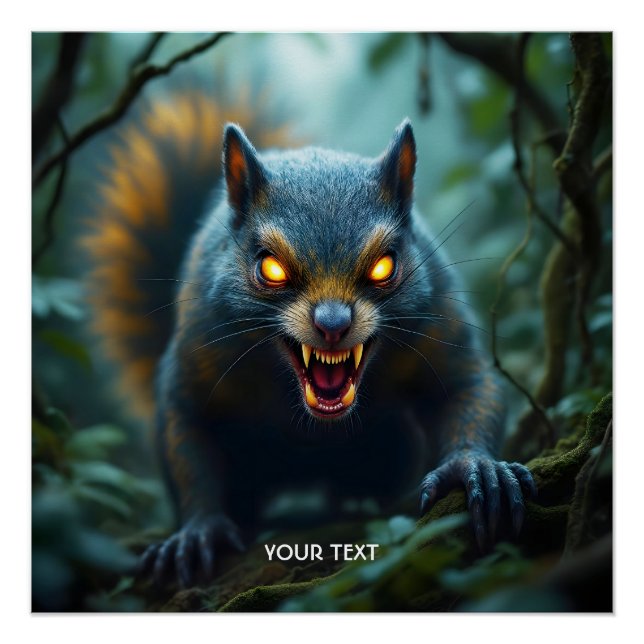 Fantasy Cute Prehistoric Angry Squirrel Poster (Front)