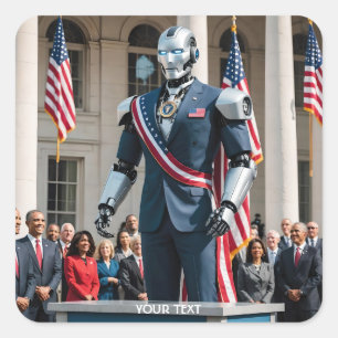 Fantasy Cute President Crowd Flag Square Sticker