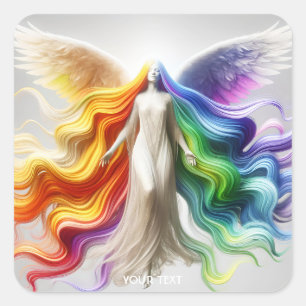 Fantasy Cute Pride Rainbow Angel Square Sticker