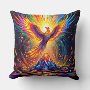 Fantasy Cute Prism Phoenix Rising Cushion