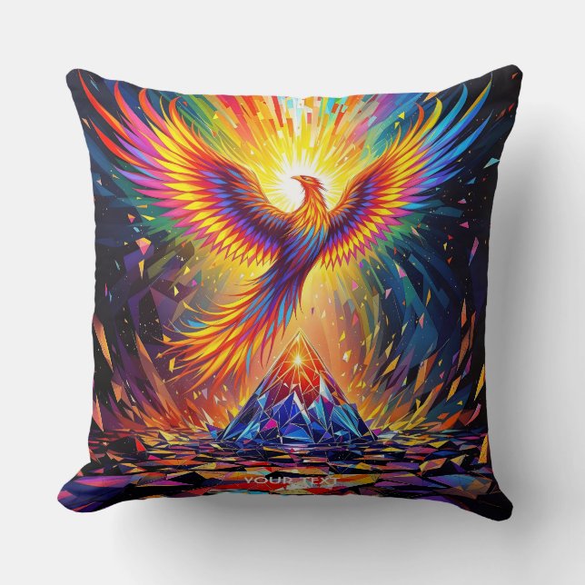 Fantasy Cute Prism Phoenix Rising Cushion (Front)