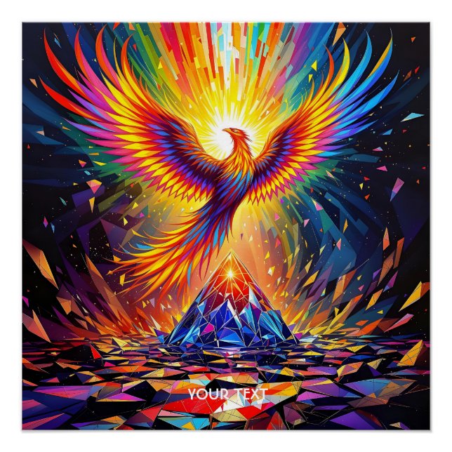 Fantasy Cute Prism Phoenix Rising Poster (Front)
