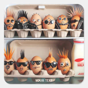Fantasy Cute Punk Eggs Milk Square Sticker
