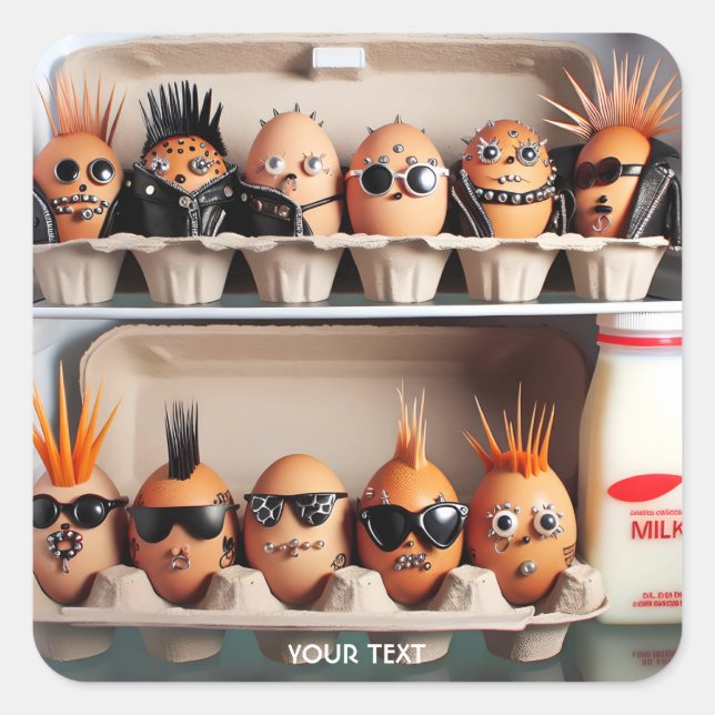 Fantasy Cute Punk Eggs Milk  Square Sticker (Front)