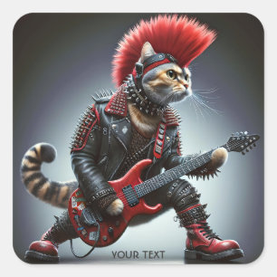 Fantasy Cute Punk Pink Cat Square Sticker