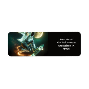 Fantasy Cute Punk Space Skateboard Return Address Label
