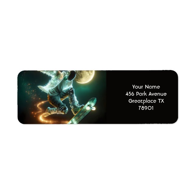 Fantasy Cute Punk Space Skateboard  Return Address Label (Front)