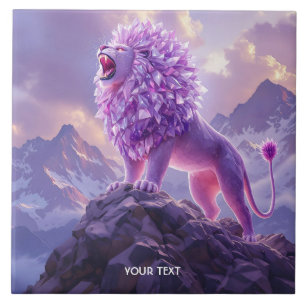 Fantasy Cute Purple Amethyst Lion Ceramic Tile