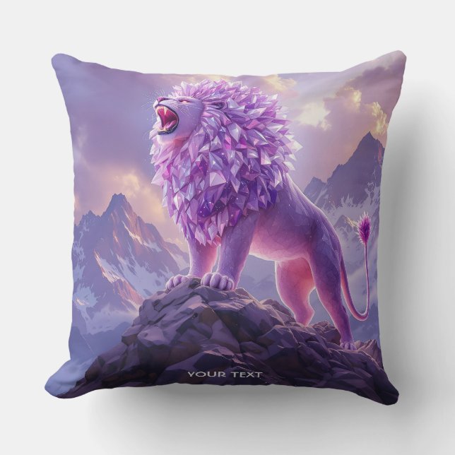 Fantasy Cute Purple Amethyst Lion Cushion (Front)