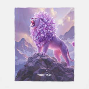 Fantasy Cute Purple Amethyst Lion Fleece Blanket