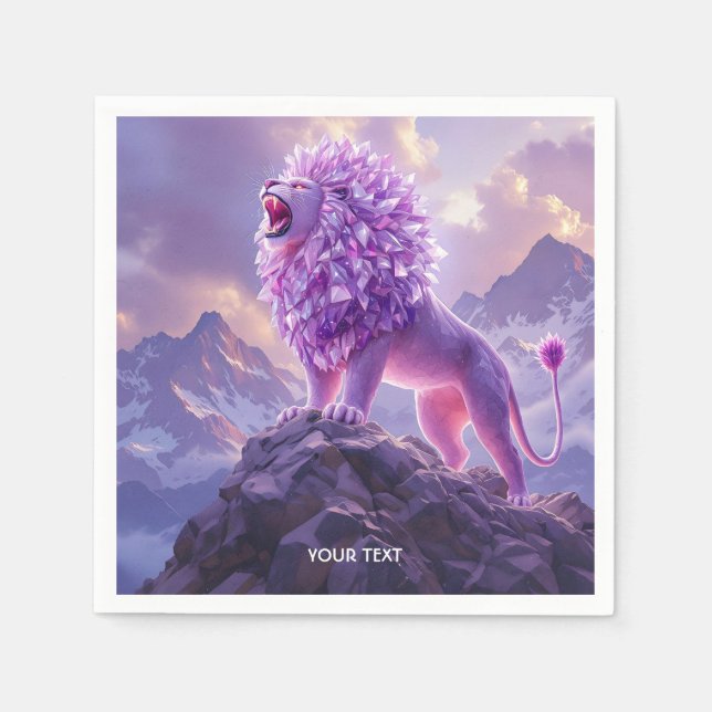Fantasy Cute Purple Amethyst Lion Napkin (Front)