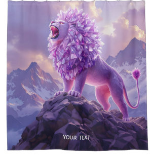 Fantasy Cute Purple Amethyst Lion Shower Curtain