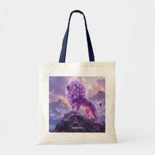 Fantasy Cute Purple Amethyst Lion Tote Bag