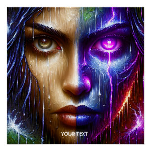 Fantasy Cute Purple Eye Face Poster